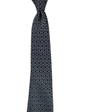 Salvatore Ferragamo Tie Midnight Blue Gray Gancini Pattern