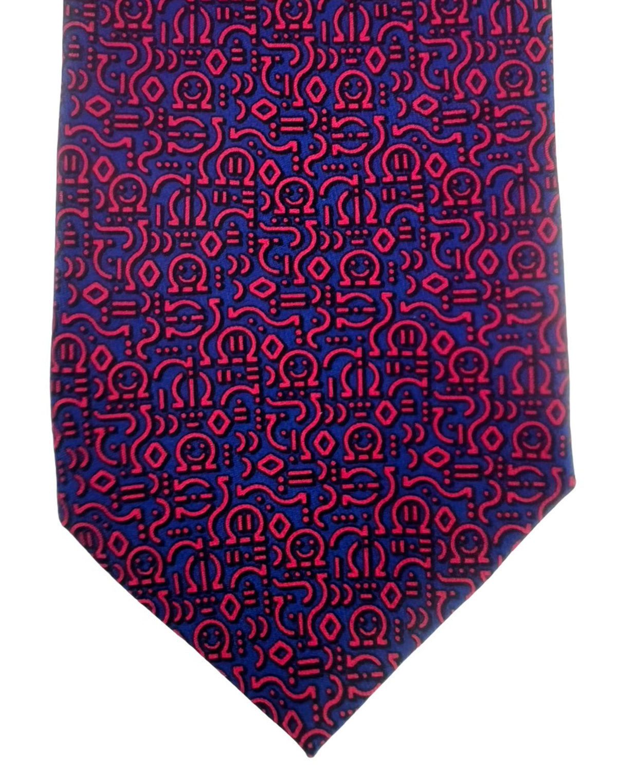 Salvatore Ferragamo Silk Tie Navy Red Hieroglyphs