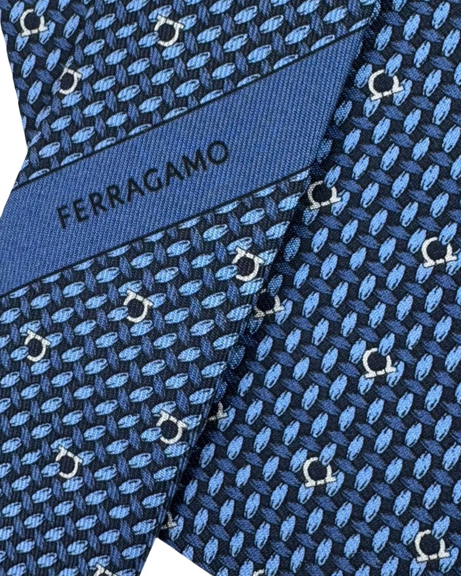 Salvatore Ferragamo Silk Tie Navy Gancini Design