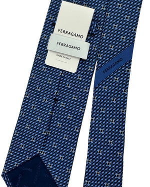 Salvatore Ferragamo Tie Navy Geometric Design