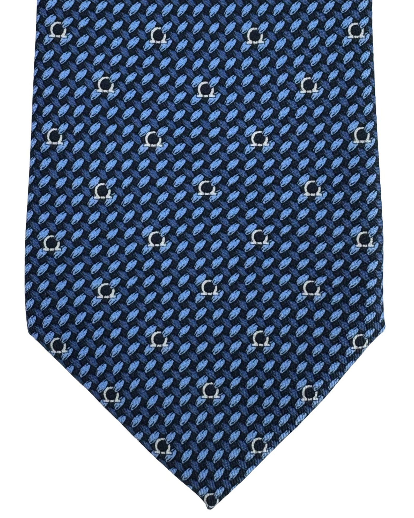 Salvatore Ferragamo Silk Tie Navy Gancini Design