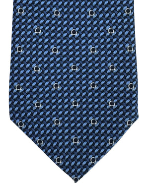 Salvatore Ferragamo Silk Tie Navy Gancini Design