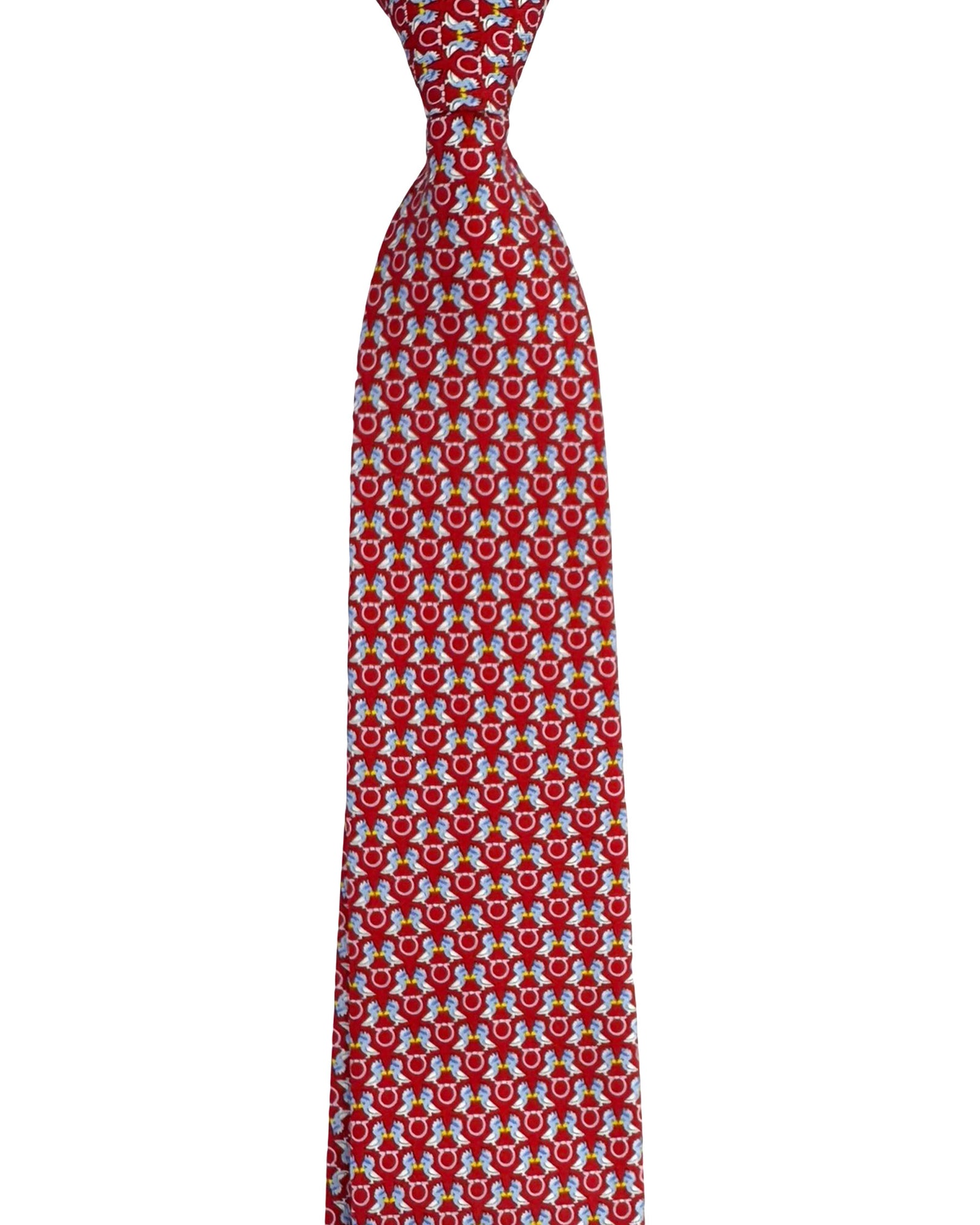 Salvatore Ferragamo Tie Red Birds Gancini