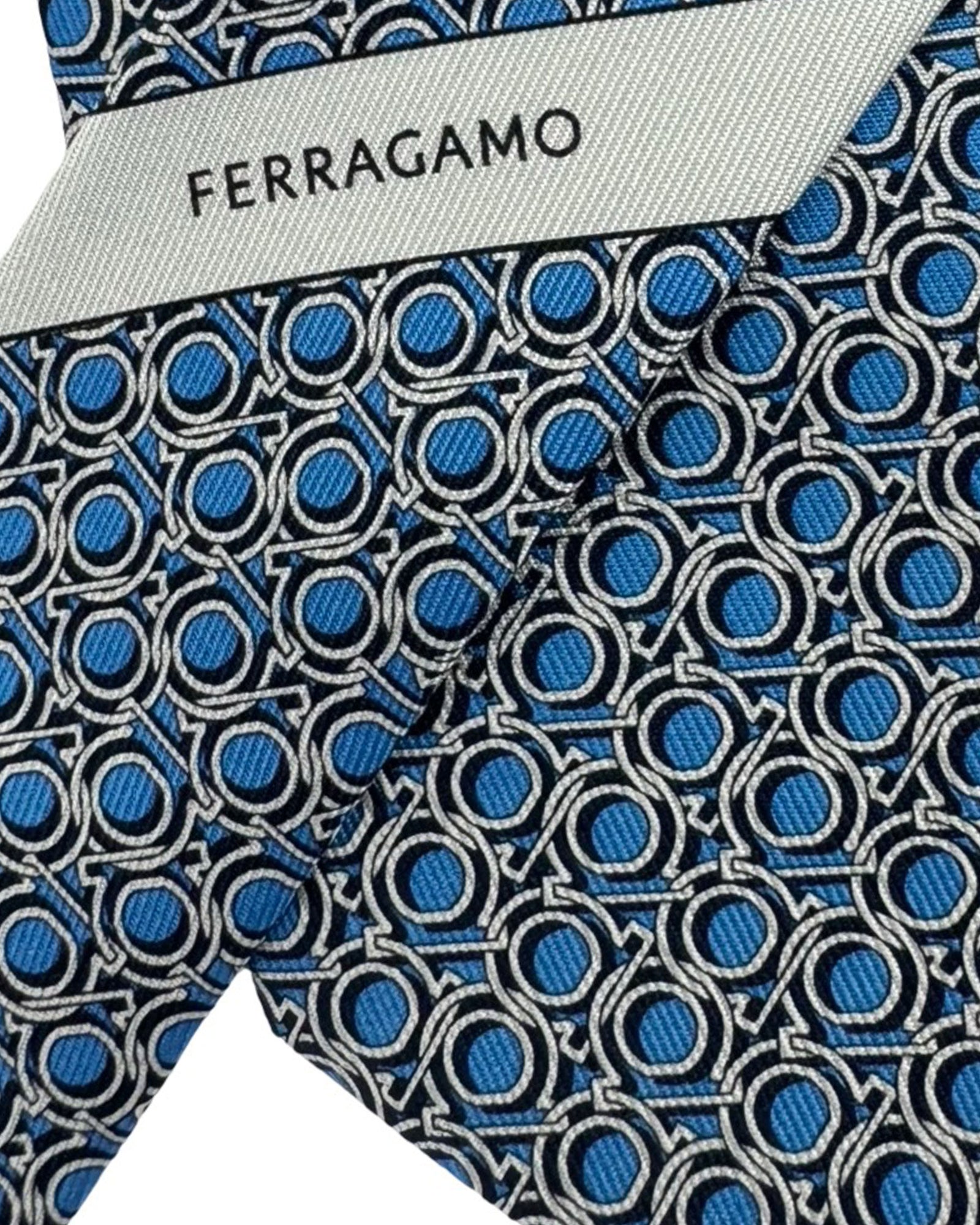 Salvatore Ferragamo Tie Interlocking Gancini Blue