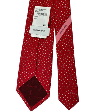 Salvatore Ferragamo Tie Red with Dust Pink Stars and Gancinis