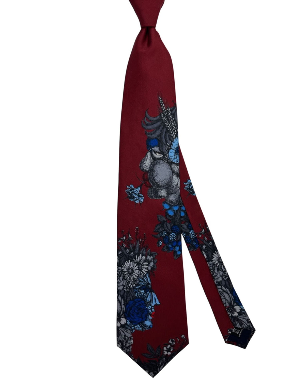 Fornasetti Tie Maroon Floral Arcimboldo Design - Wide Necktie