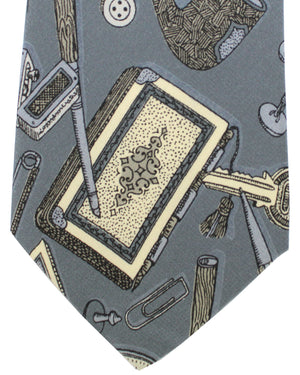 Fornasetti Silk Tie Gray Italian Design