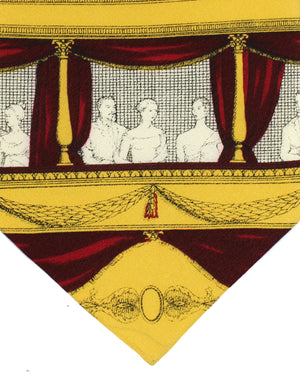 Fornasetti Tie Cream Gold Bordeaux Balcony  Design - Wide Necktie