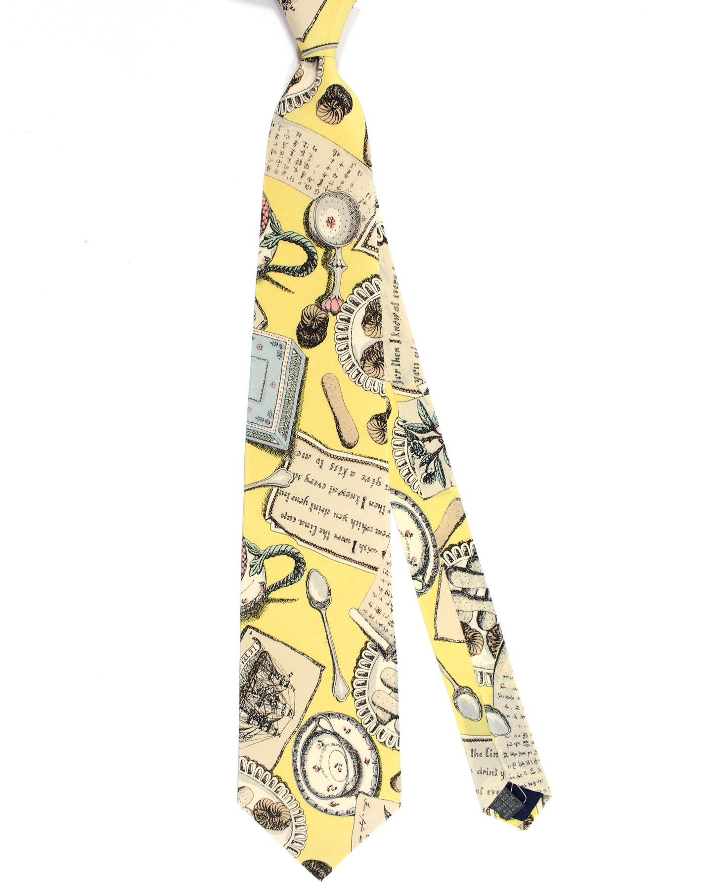 Fornasetti Tie Yellow Italian Design - Wide Necktie