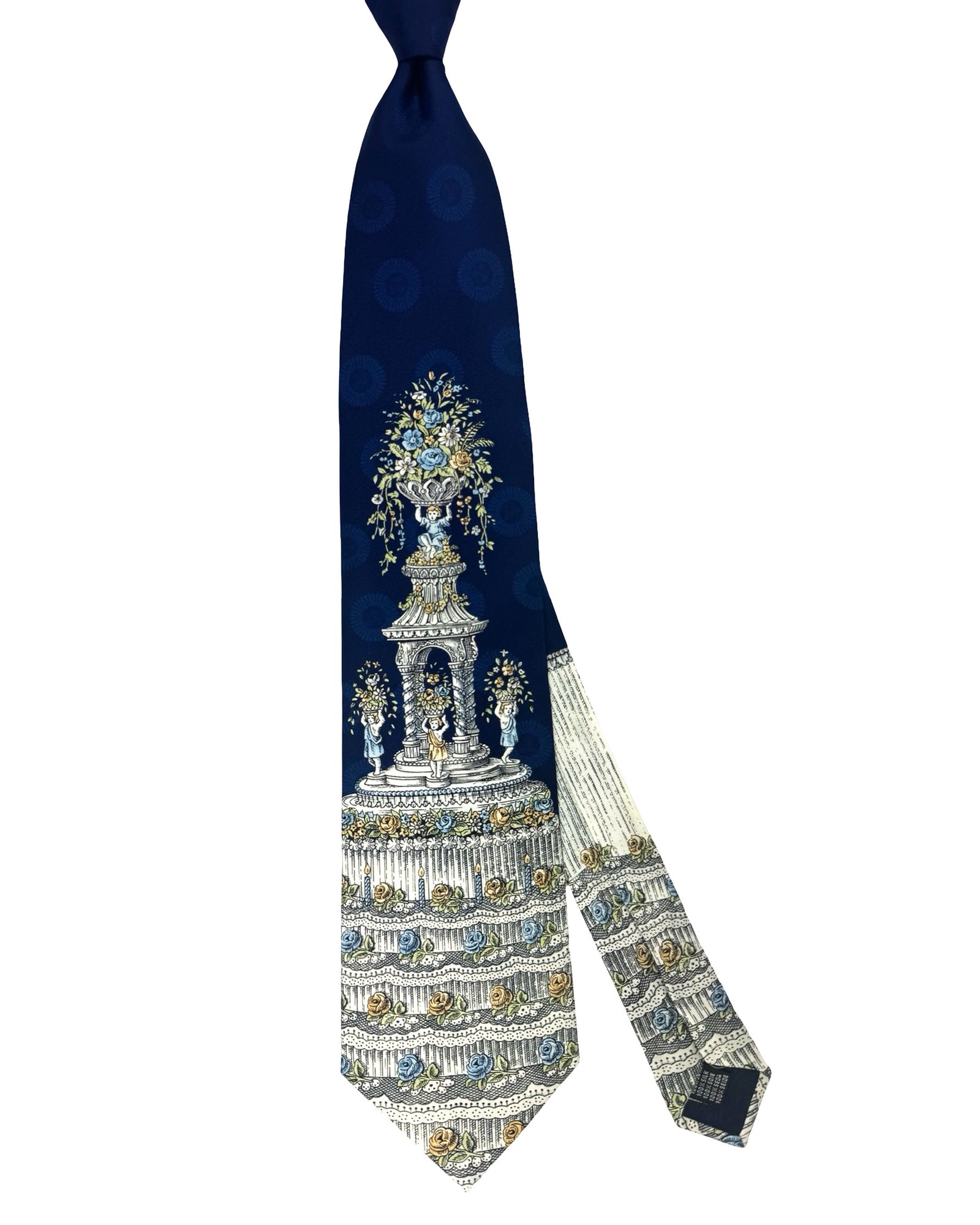 Fornasetti Tie Navy Tanti Auguri - Wide Necktie