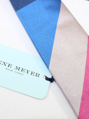 Gene Meyer SILK TIE Royal Blue Pink - Hand Made In Italy