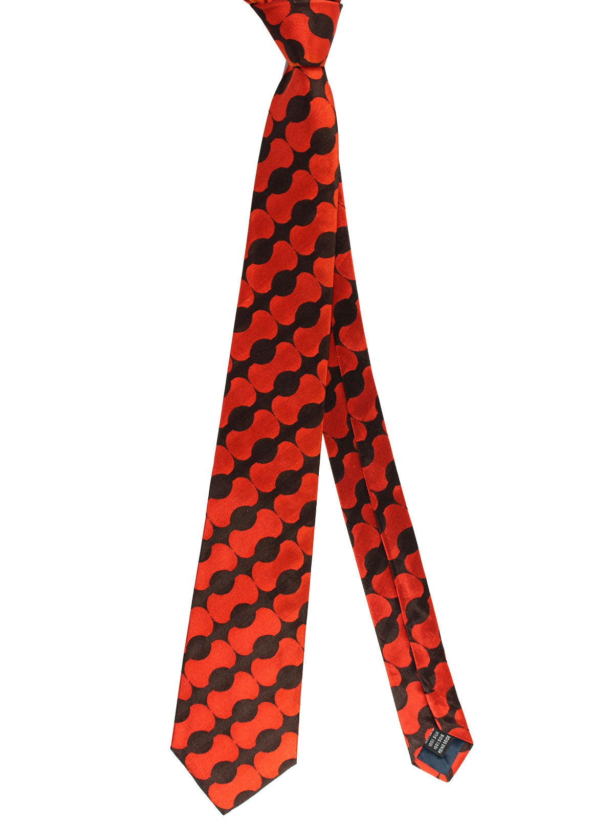 Gene Meyer Silk Tie Red Black Brown Geometric