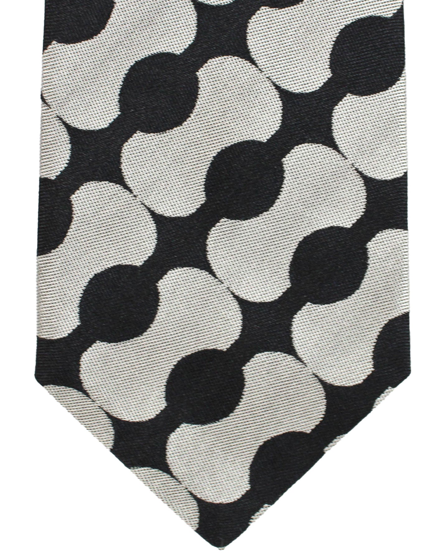 Gene Meyer Silk Designer Tie Gray Black Geometric - Hand Made in Italy