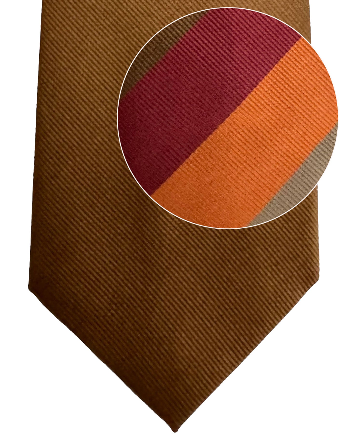 Gene Meyer Tie Brown Orange Maroon Stripes Design - Hand Made in Italy
