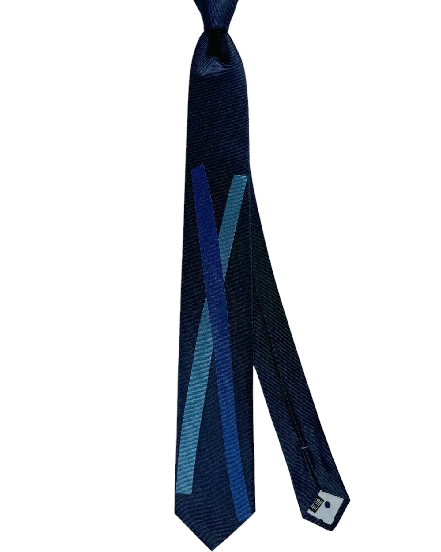 Gene Meyer Necktie Dark Blue Blue Design - Hand Made In Italy