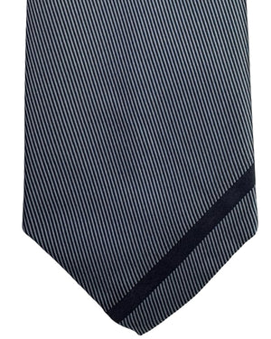 Gene Meyer Tie Charcoal Grey Blue Accent Block - Hand Made In Italy