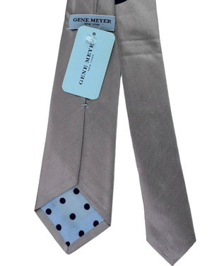 Gene Meyer Tie Light Grey with Circle and Cross Motif- Hand Made In Italy