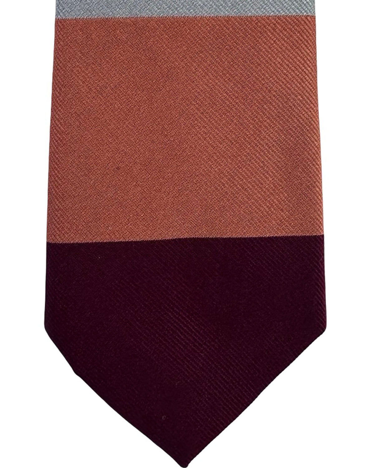 Gene Meyer Tie Olive Green And Bordeaux Panels- Hand Made In Italy