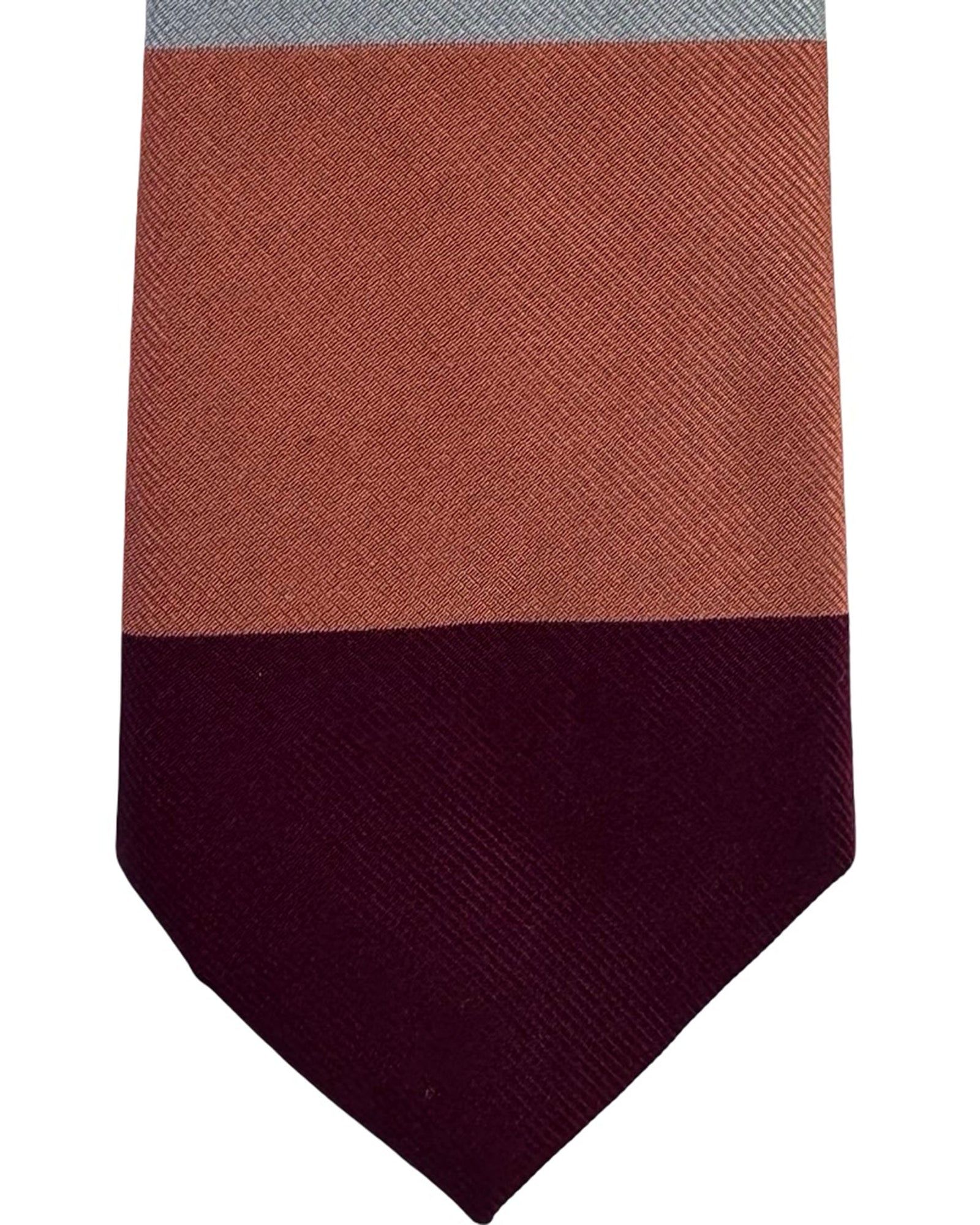 Gene Meyer Tie Olive Green And Bordeaux Panels- Hand Made In Italy