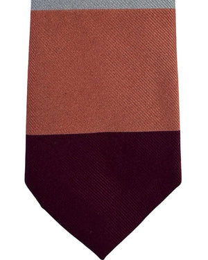 Gene Meyer Tie Olive Green And Bordeaux Panels- Hand Made In Italy