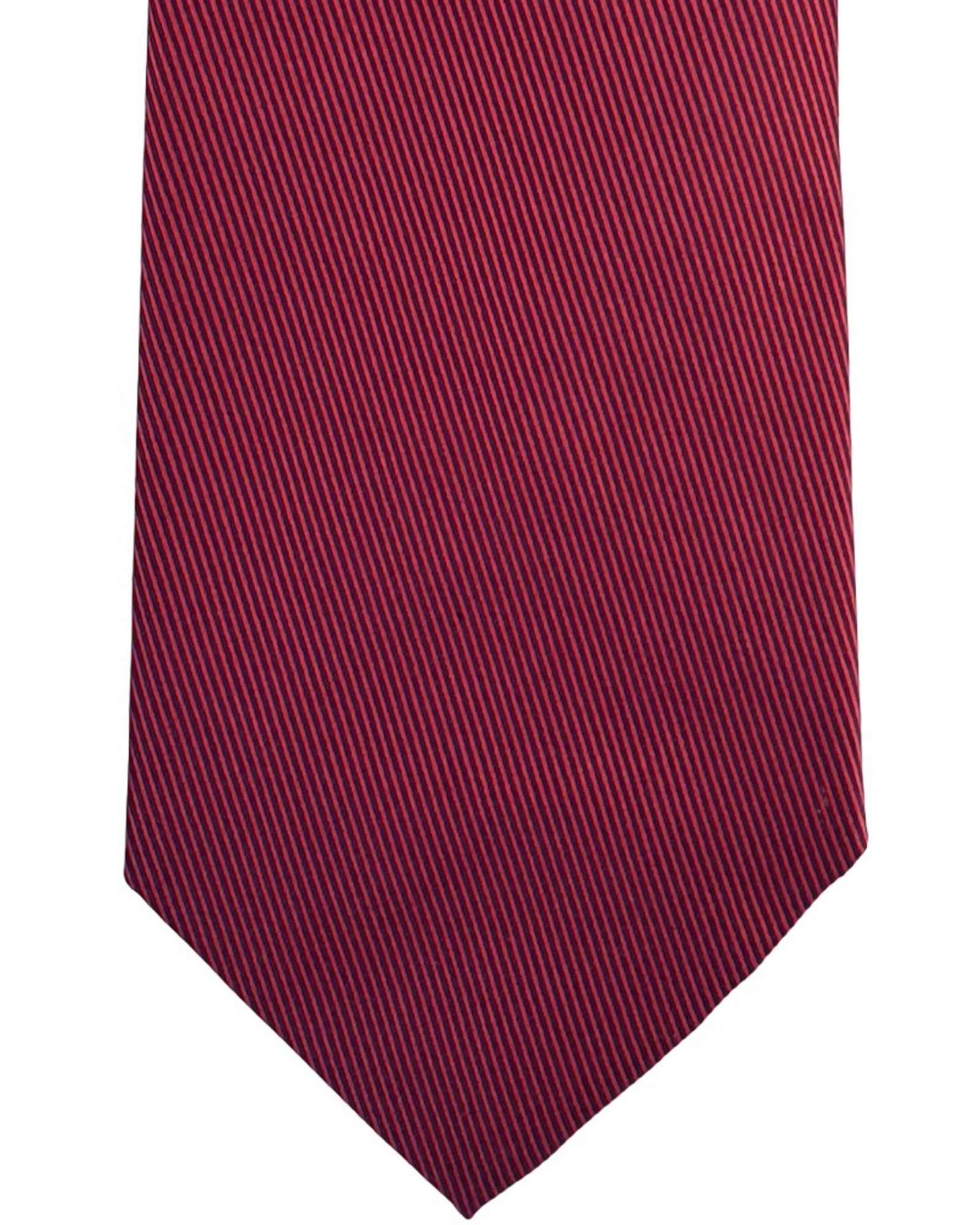 Gene Meyer Tie Burgundy with Navy Circular Panel- Hand Made In Italy