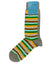 Gene Meyer Men Socks Green Brown Yellow Stripes - Made In Italy