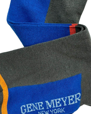 Gene Meyer Men Socks Royal Blue Gray Red Stripe