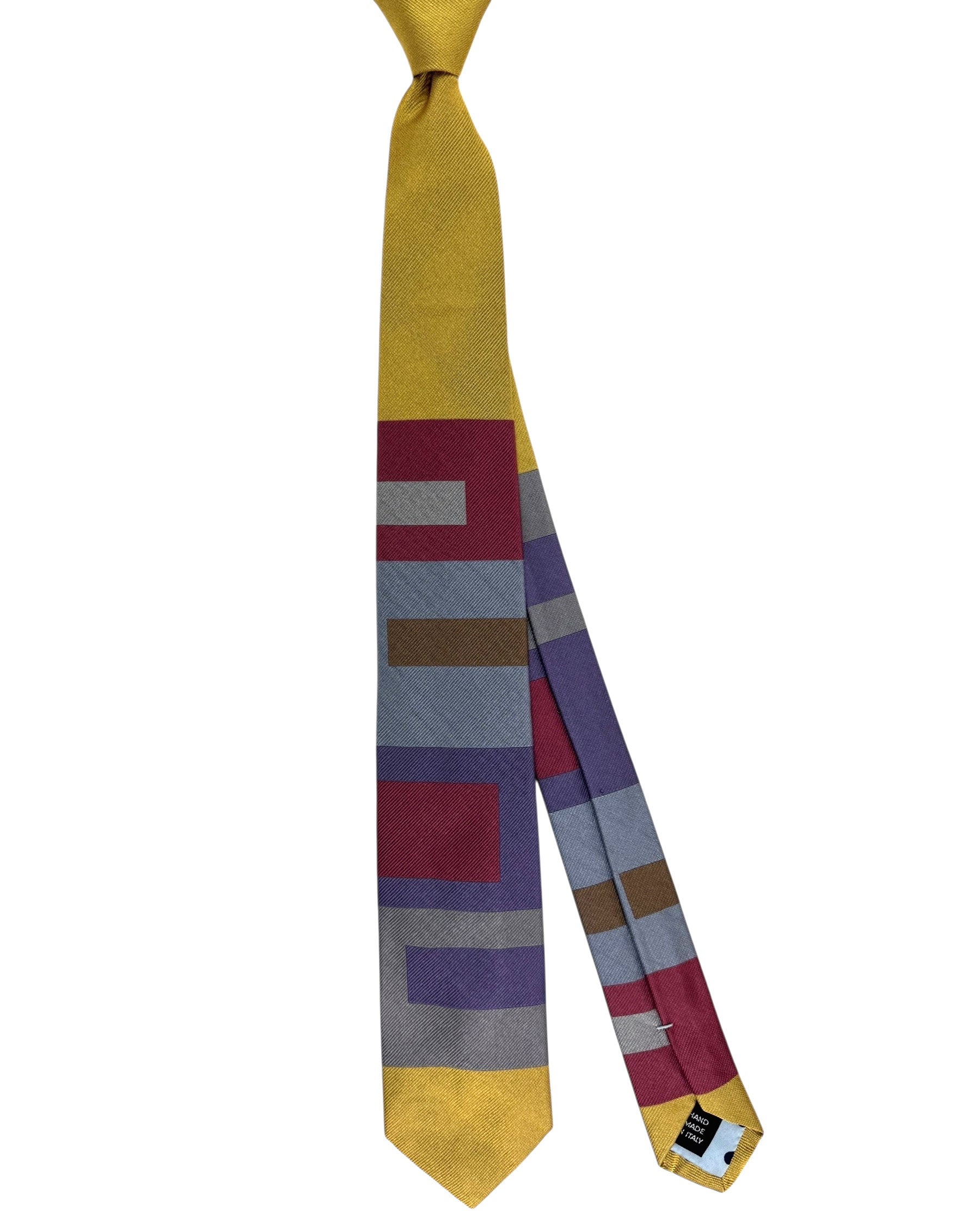 Gene Meyer Tie Mustard Purple Gray Design