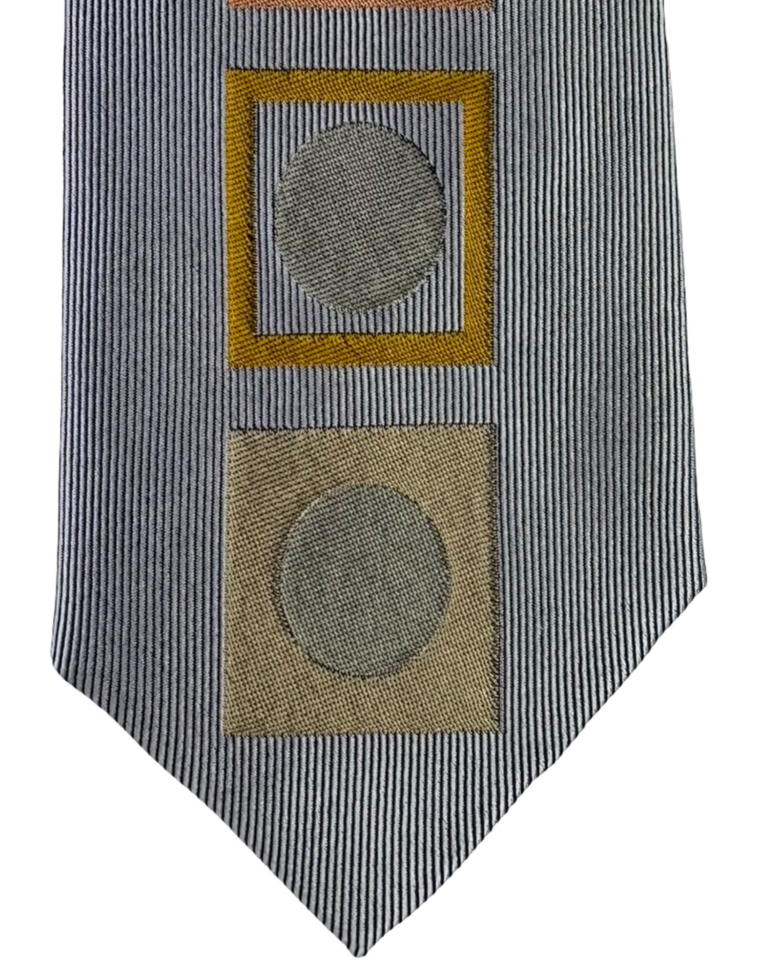 Gene Meyer Tie Gray Squares Dots Design - Hand Made In Italy
