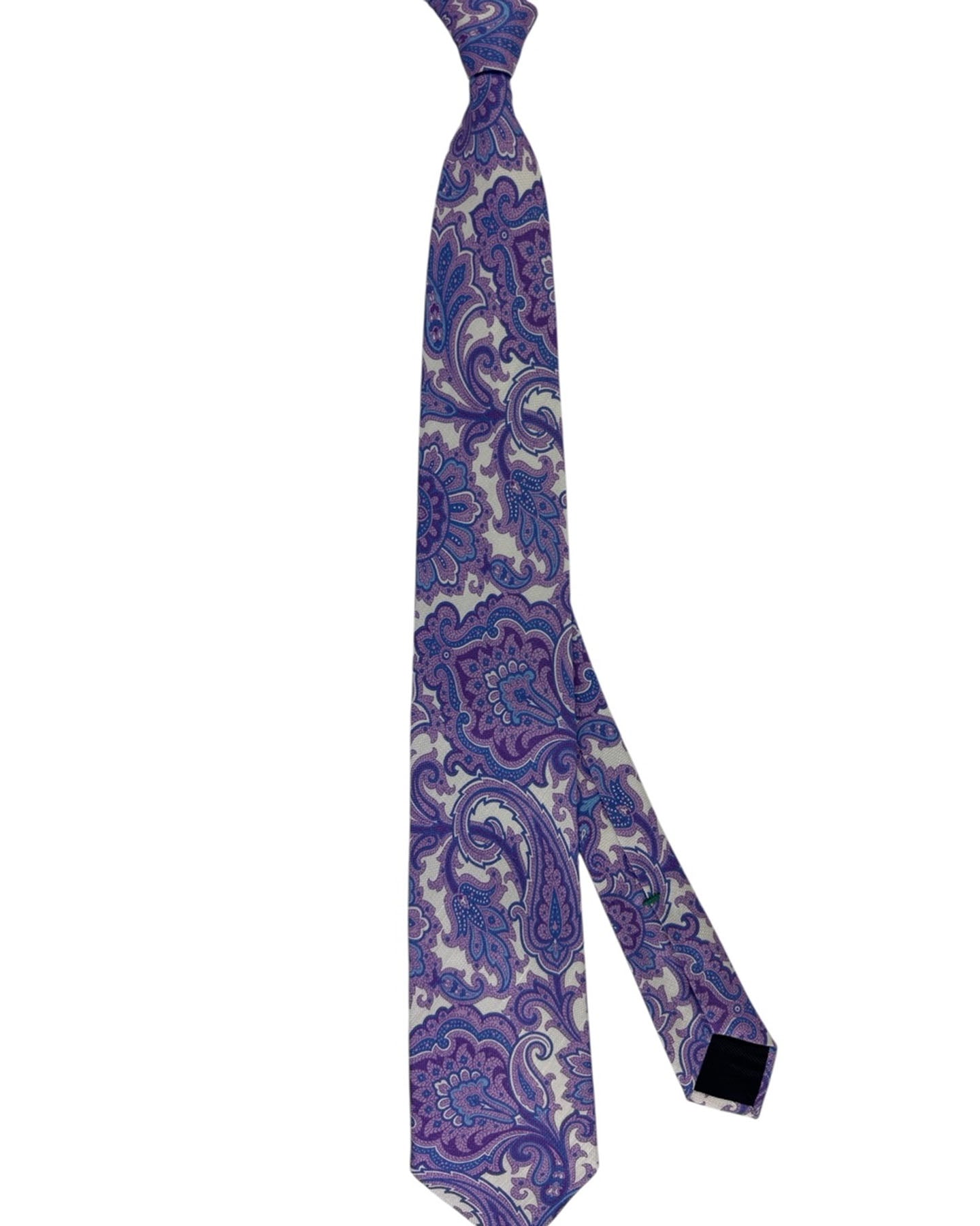 Giampaolo Tie White-Silver Purple Blue Paisley - Sartorial SALE
