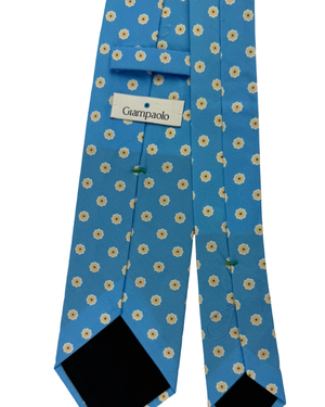 Giampaolo Silk Tie Blue Beige Mini Flowers