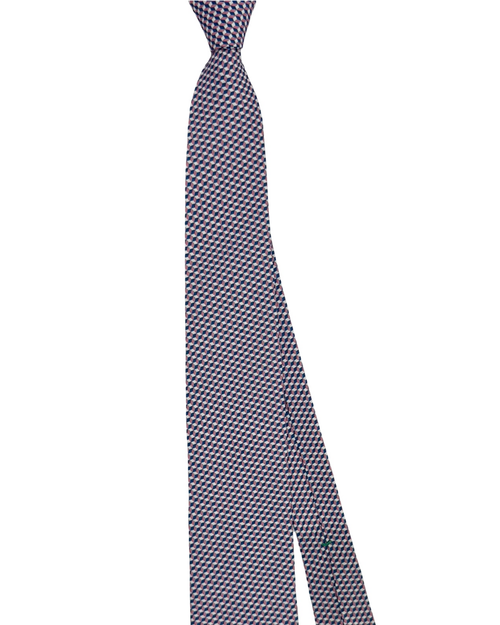 Giampaolo Silk Tie Brick Royal Blue Pink Silver Diamond Pattern - Sartorial