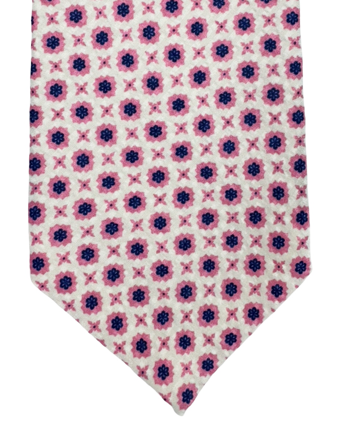 Giampaolo Silk Tie Silver Pink Navy Mini Flowers and hexagons