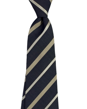 Giampaolo Silk Tie Navy Silver Taupe Stripes
