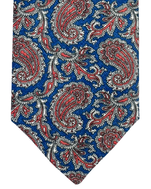 Giampaolo Silk Tie Navy Rust Brown Paisley Design