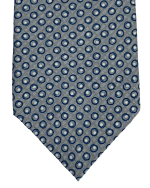 Giampaolo Silk Tie Grey Navy White Mini Circles