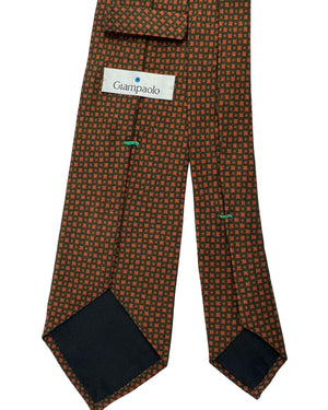 Giampaolo Silk Tie Rust Brown Geometric