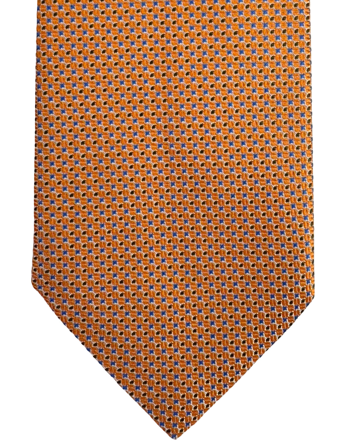 Giampaolo Silk Tie Orange Royal Blue Silver