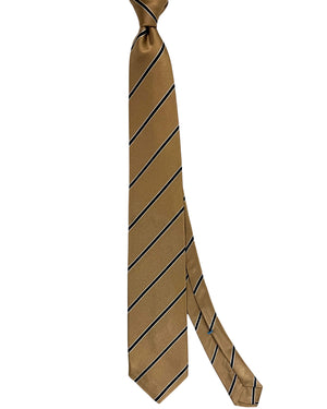 Giampaolo Silk Tie Coffee Brown Stripes