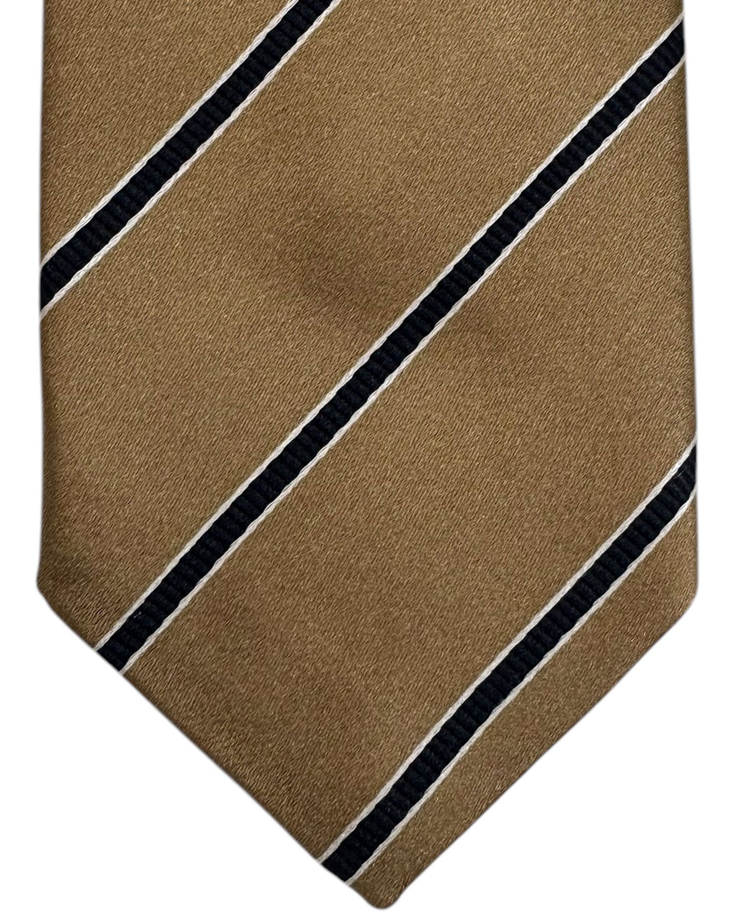 Giampaolo Silk Tie Coffee Brown Stripes - Hand Made In Italy
