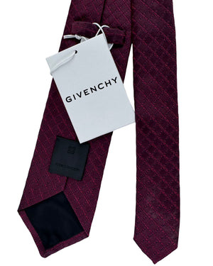 Givenchy Tie Bordeaux And Black Patchwork Geometric Pattern