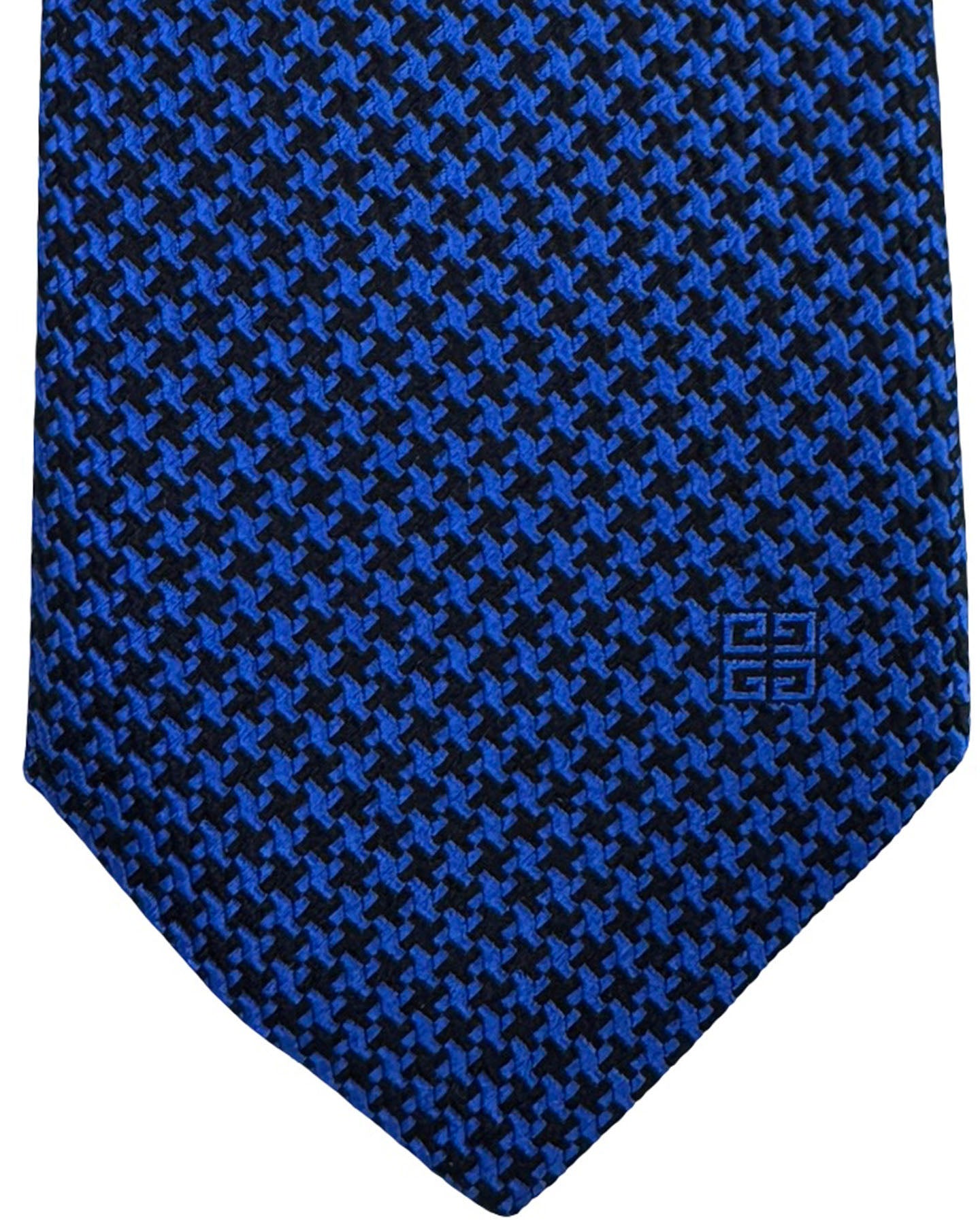Givenchy Tie Royal Blue And Black Micro Geometric Pattern