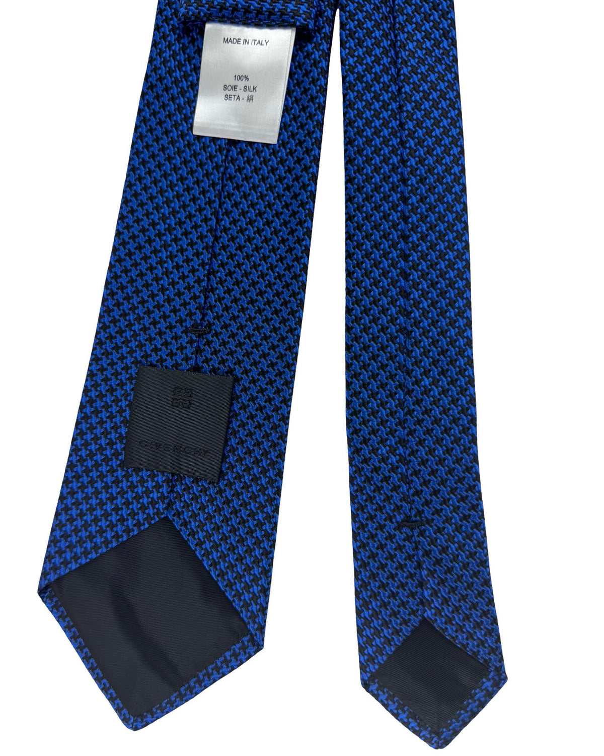 Givenchy Tie Royal Blue And Black Micro Geometric Pattern