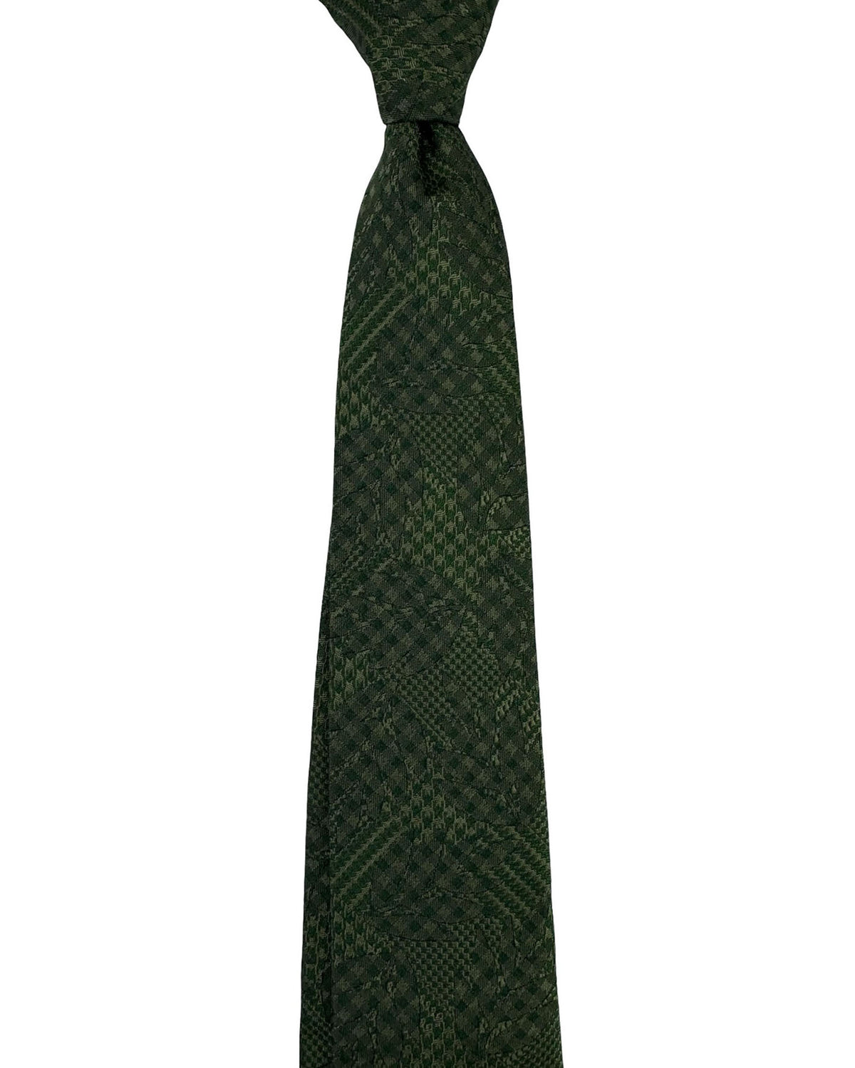 Givenchy Tie Forest Green Tonal Patchwork Pattern