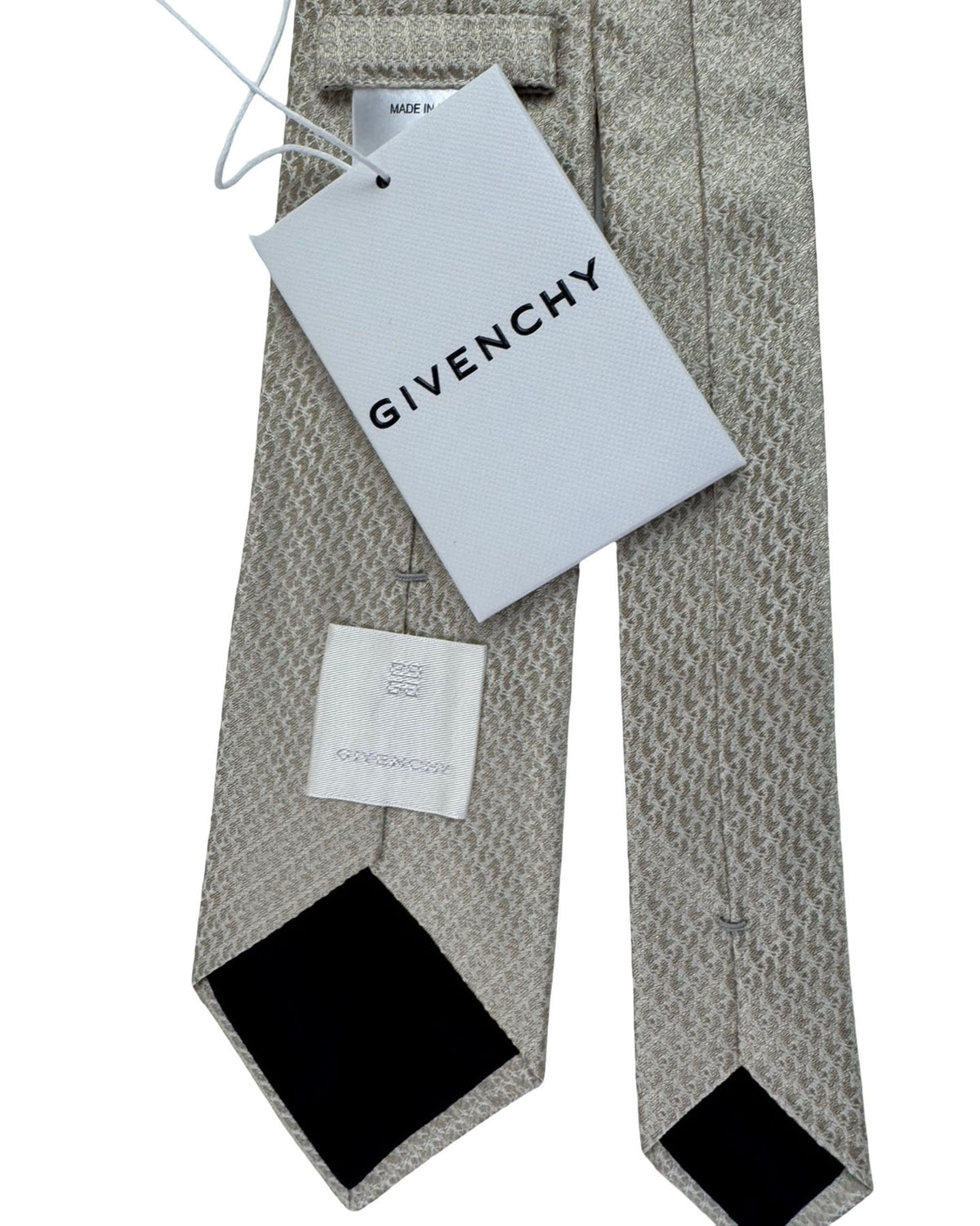 Givenchy Tie Ivory White Micro Geometric Pattern