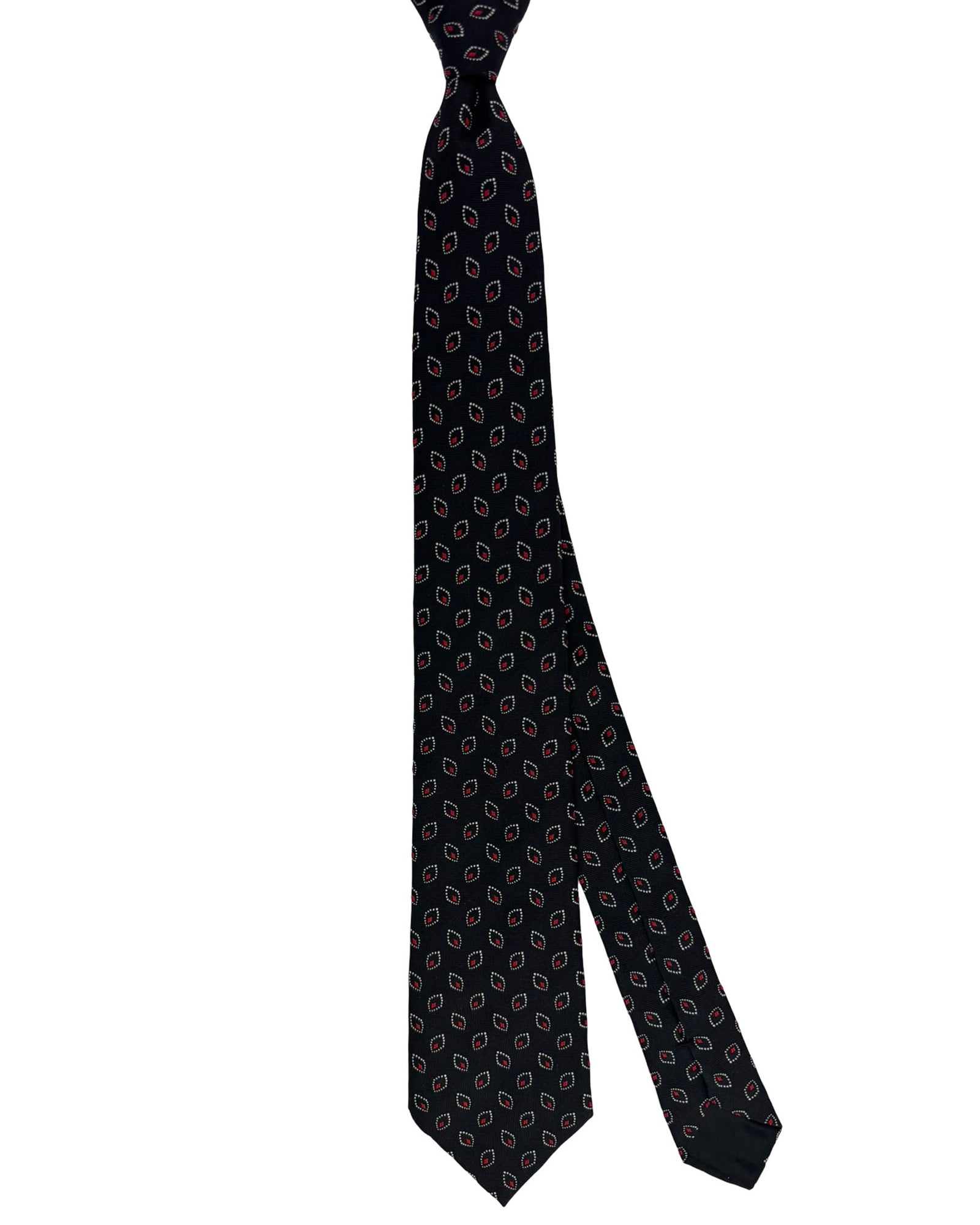 Givenchy Silk Tie Black Red Diamond Dot Pattern