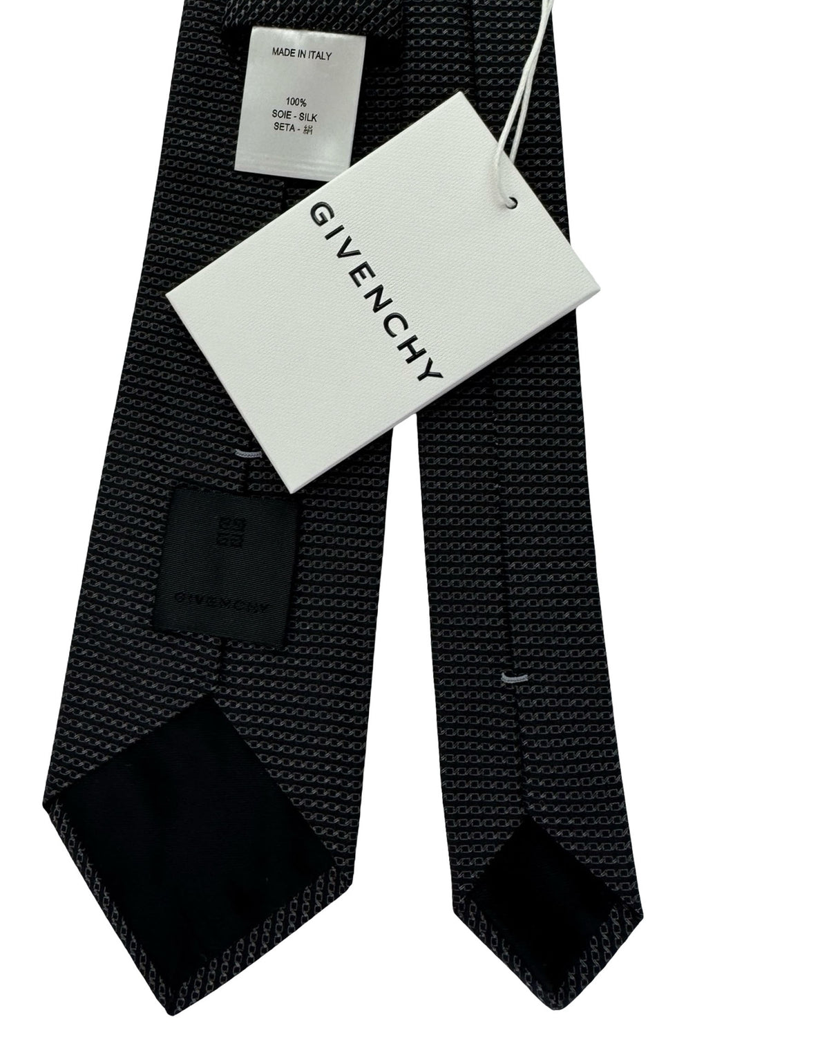 Givenchy Silk Tie Black Chain Link