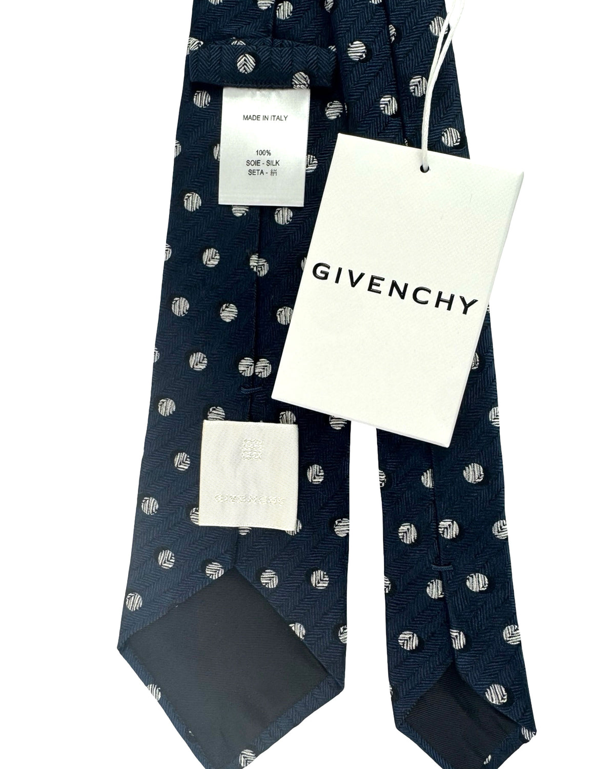 Givenchy Silk Tie Midnight Blue Polka Dots