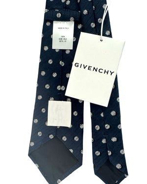 Givenchy Silk Tie Midnight Blue Polka Dots