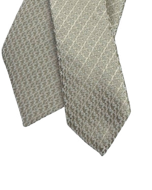 Givenchy Tie  Beige Silver Geometric Pattern